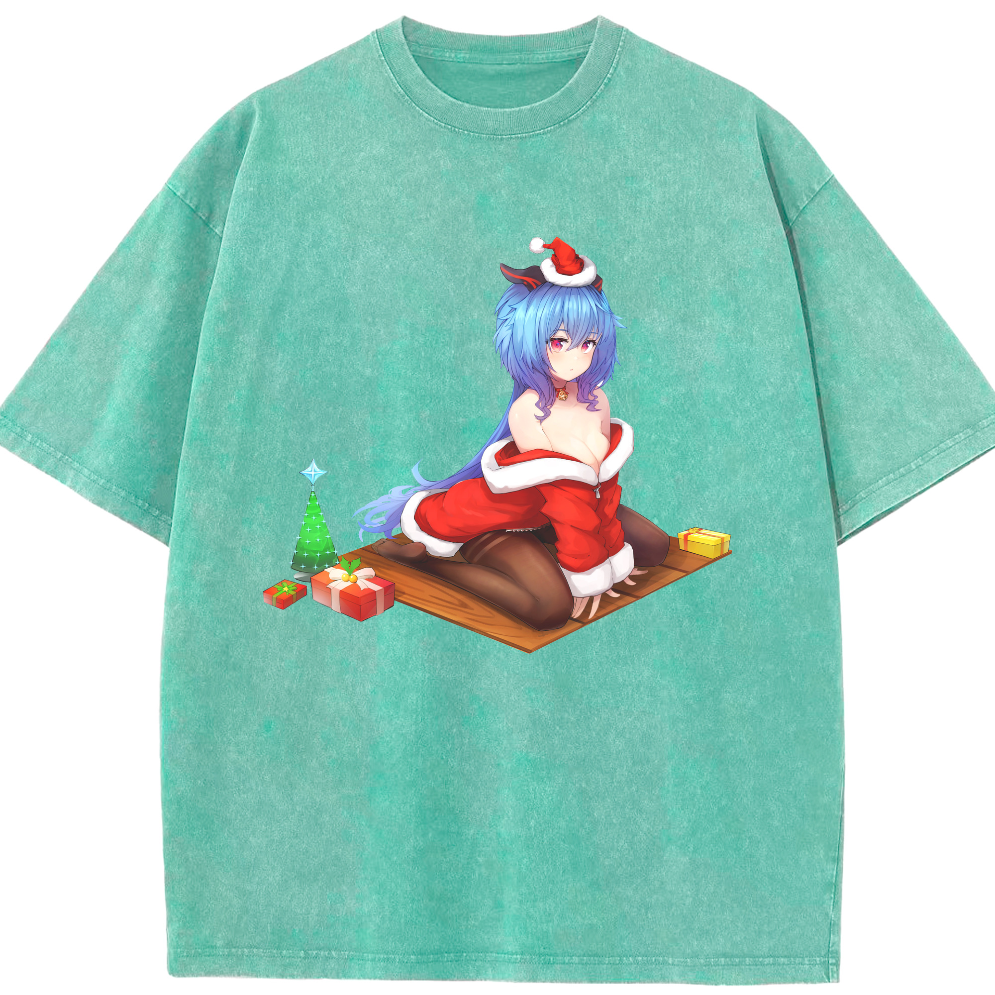 げんし神 甘雨 かんう genshin Ganyu 綿100% ヴィンテージ風 半袖Tシャツ（フロントプリント）